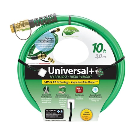 Element 1/2 in ID x 10 ft L Leader Hose, Green EL6100